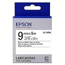 Epson LabelWorks Standard LK (Replaces LC) Tape Cartridge ~3/8" Black on White (LK-3WBN) - For use with LabelWorks LW-300, LW-400, LW-600P and LW-700 label printers