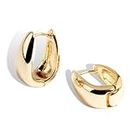 Salve Chic Chunky Oval Huggie Hoop Earrings for Women Fashion | Stylish Trendy Latest Gold Bali Western Dainty Ear Accessories | Korean Earrings for Girls