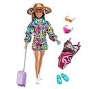 Barbie® Holiday Fun Doll (12 inches), Blonde Highlighted Hair, Travel Tote & Hat, Swimsuit & Summer Accessories, Great Gift for Kids 3 to 7 Years Old