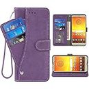 Compatible with Moto E5/G6 Play/MotoG6 Forge Wallet Case Wrist Strap Lanyard Leather Flip Card Holder Stand Cell Accessories Phone Cover for Motorola MotoG6Play Moto6 G 6 6G G6Play MotoE5 5E Purple