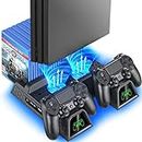 Tobo Regular PS4/ PS4 Slim/ PS4 Pro Cooler, Multifunctional Vertical Cooling Stand, PS4 Controller Charger with LED Indicators, Charging Dock Station with 12 Pieces Games Storage