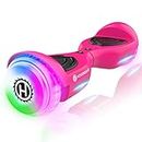 Trinity Hoverboard with Music Speaker, 6.5" LED Wheels Lights Self Balancing Scooter, Max 5Miles Range & 6.2mph Powered by Dual 200W Motor, UL2272 Certified, Hover Board Gift for Kids and Adults(Pink)