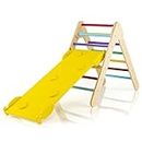 Maxmass Children Climbing Ladder with Ramp, Wooden Kids Climber, Toddler Climbing Frame for Indoor & Outdoor (Multicolor)