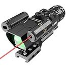 UUQ 4X32 Prism Optics Rifle Scope with Red Laser, Red Illuminated Reticle, Upgraded Buttons, and Etched Reticle 4X Magnification - Fits 20mm Free Mounts - Suitable for Short-Distance Combat