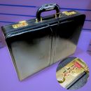 Black Genuine Leather Briefcase Executive Business Case Gold Lock Safe Attache B