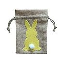Enakshi Easter Bunny Decor Drawstring Burlap Bag 14x10cm Party Favors Reusable Yellow |Home & Garden | Greeting Cards & Party Supply | Party Supplies | Party Bags