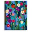 DiaNoche Designs 'Good Morning Sunshine Flowers' by Carrie Schmitt Painting Print on Wrapped Canvas in Blue/Indigo/Orange | Wayfair
