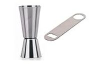 Dynore Stainless Steel Set of 2 Bottle Opener with Double Sided Tall peg Measure 30/60