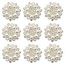 Builcker 20 Pieces Silver Plated Round Flower Bead Rhinestone Embellishment Button for Handmade DIY Clothing Shoes Hat Decoration (Gold)