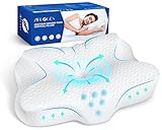 Zibroges Cervical Pillow, Memory Foam Pillow for Neck Head Shoulder Pain Relief Sleeping Supports Your Head, Ergonomic Orthopedic Contoured Cooling Neck Bed Pillow for Side, Back and Stomach Sleepers