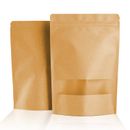 Kraft Paper Bags Stand Up Pouches Ziplock with Matte Clear Window
