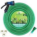 TrustBasket Premium PVC Braided Hose Pipe (20 Meter) | Pipe for garden with 7 Pattern Sprayer Gun, tap adapter & 3 clamps (1/2 inch pipe)- Easy to Connect for Home Gardening, lawn, Car Wash