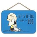 Peanuts Charlie Brown and Snoopy Life Is Better With a Dog Hanging Wood Wall Decor - Cute Snoopy Sign for Home