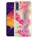 Fashionury Pink Leaves Designer Printed Back Case Cover for Samsung Galaxy A50 Back Cover Case