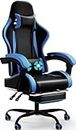 Devoko Chaise Gaming Racing Chaise Gaming Massante avec Tapis de Pieds, Chaise d'ordinateur avec Soutien Lombaire Massage et Appui-tête, 90°-135° Dossier Haut (Bleu)
