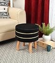 NACIA Sitting Stool for Living Room Furniture Décor Ottoman Wooden Pouffes for Sitting Puffy Footrest Ottoman Stool for Home Dcor, Pouffie Dressing Table Stool, 16x16x17 Inches, Black