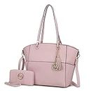 MKF Collection Shoulder Bag for Women, Vegan Leather Top-Handle Crossbody Purse Tote Satchel Handbag, Prisha Pink, Large