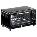 HOMCOM Mini Oven, 9L Countertop Electric Grill, Toaster Oven with Adjustable Temperature, Timer, Baking Tray and Wire Rack, 750W, Black