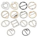 14 Pcs Scarf Ring and Clips, Multicolor Clothes Corner Knotted Button, Fashion Alloy Circle Clip Buckle Shirts Cinch Clip Waist Buckle Clothing Decoration Accessories for Womens Clothes