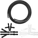 Windshield Washer Hose Kit, 4 Meter Washer Fluid Hose with 12 Pcs Hose Connectors, Rubber Wiper Fluid Tubing Kit, Connect Car Water Pump and Nozzles, Universal Auto Replacement Accessories