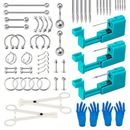 Sterile Body Piercing Tool Set With Piercing Needles Clamp Forceps For Tongue Belly Nose Ring Lip Ear Piercing Body Jewelry Kit