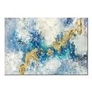 Blue And Gold Wall Decor Set Teal Abstract Painting Canvas Wall Art Decor Colorful Oil Painting Artwork Picture For Bedroom Living Room Bathroom Decorations Aesthetic(12'' x 16'' x 1 Panel)
