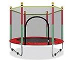 BabyGo 55 inch Trampoline with Safety Enclosure Net & U-Shape Stainless Steel Frame & Legs for Kids & Adults | Indoor Outdoor Exercise Trampoline | Weight Supports Up to 120 Kg(Red)