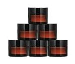FUTURA MARKET Acrylic Amber Jar with Black Lid for Personal Care, Medicine keeping, Household use, Beauty Products & Multi Purpose 50 gm - Pack of 6