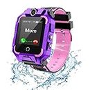 Kids Phone Watch with GPS Tracker, Smartwatch for Boys and Girls, 4G Video & Phone Call with 360° Rotation, Kids GPS Watch for 4-12 Years Christmas & Birthday Gifts (T10 Purple)