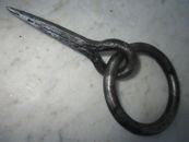 Antique Wrought Iron Tethering Ring on Pin Game Hook Blacksmith Hardware