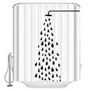 CHARMHOME Black Shower Head and Water Drops Shower Curtains Bathroom Curtains for Bathing