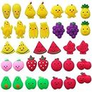Mochi Squishy Toys, 34PCS Mini Kawaii Fruit Squishies Soft Fidget Toys Stress Relief Squeeze Toys Party Bag Fillers for Boys Girls Birthday Gifts