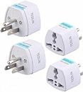 4 Pack of Universal Three-pin EU India to US Power Travel Plug Adapter - 250V 10A Universal AU UK EU to US AC Power Plug Travel Power Socket Adapter Converter Outlet