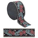 GORGECRAFT 7.7 Yard 2" Embroidered Jacquard Ribbon Vintage Embroidered Ribbon Floral Woven Trim Fringe Fabric Bias Tape for Embellishment Craft DIY Clothing Accessories Decorations, Black