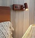 Green House Handmade Sheesham Wood Wall Mounted Adjustable Focus/Spotlight | Bedside Reading Lamp | Modern Fancy Design | 3W Warm White LED | Bedroom, Living Room, Mirror, Study Room, Study Table