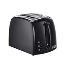 Russell Hobbs Textures 2 Slice Toaster (Extra Wide Slots, 6 Browning levels, Frozen, cancel & reheat function with indicator lights, Removable crumb tray, 850W, Black matt & high gloss finish) 21641