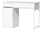 The Workplace Depot White Home Office Desk, Modern Rectangular Wood Computer Table with 2 Storage Drawers & Cupboard