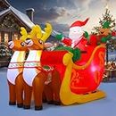 GOOSH 7Foot Christmas Inflatable Deer cart Yard Decoration, Indoor Outdoor Garden Christmas Decoration