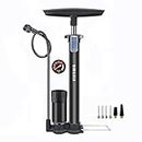VIMILOLO Bike Floor Pump with Gauge,Ball Pump Inflator Bicycle Floor Pump with high Pressure Buffer Easiest use with Both Presta and Schrader Bicycle Pump Valves-160Psi Max (Classic with Gauge)