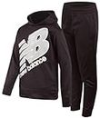 New Balance Boys' Sweatsuit - 2 Piece Performance Tech Fleece Hoodie Sweatshirt and Sweatpants - Jogger Pants Set (8-12), Size 10, Black Logo