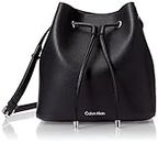 Calvin Klein Women's Gabrianna Novelty Bucket Shoulder Bag, Black/Silver 1, One Size