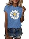 TAKEYAL Women Los Angeles Graphic T Shirts California Letter Print Short Sleeve Tee Loose Casual Tops, 52 Daisy, X-Small