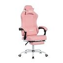NIONIK Gaming Chair, Computer Gamer Chair with Footrest and Lumbar Support, Ergonomic Office Video Game Chairs with Adjustable Height and Backrest (Pink)