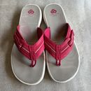 Clarks Cloud Steppers Women's SZ 9 Sandals Flip Flops Adjustable Strap Hot Pink