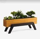 The C A F Wooden Indoor Planter Box with Stand, Multipurpose Box for Kitchen Storage, Home Decor Living Room, Garden Area Balcony (Brown, 50 x 16 x 20.5 cm) Pack of 1