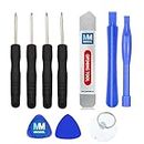 MMOBIEL 10 in 1 Repair Opening Pry Tools Screwdriver Kit Set compatible with iPhone iPad Samsung Sony HTC LG Huawei Smartphones etc incl Suction Cup Metal Spudger