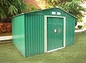 GARDEN SHED METAL Width 10 ft x Depth 12 ft with base Green