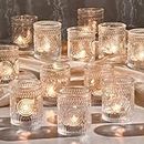 Hlukana 30 Pack Clear Glass Votive Candle Holders, Vintage Candle Holder Bulk, Tealight Candle Holders for Table Centerpieces, Home, Bridal Shower, Birthday, Christmas, Thanksgiving Party Table Decor