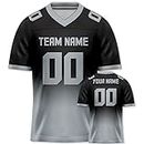 Custom Football Jersey Stitched/Printed Personalized Fans Gift Hip Hop Sport Shirt Add Team Name & Number for Men Youth Black-Grey
