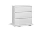 cann 7.03.02.060.1 Polaris Chest of Drawers with 3 Drawers, White Bedside Chest of Drawers/Bedroom Furniture 72x65cm